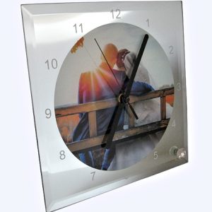 Glass square Mirror clock wall