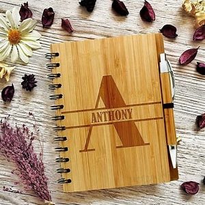 Engraved Bamboo Notebook and Pen