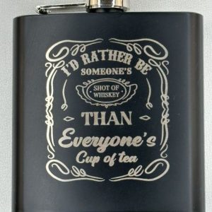 Stainless Steel 200ml Engraving Hip Flask Black
