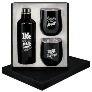 Manhattan Flask x2 Mugs Gift Set